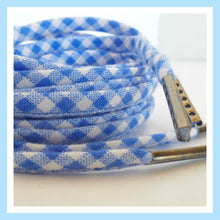 blue check shoe laces