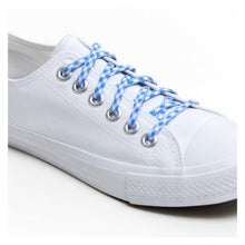 funky shoelaces gingham blue