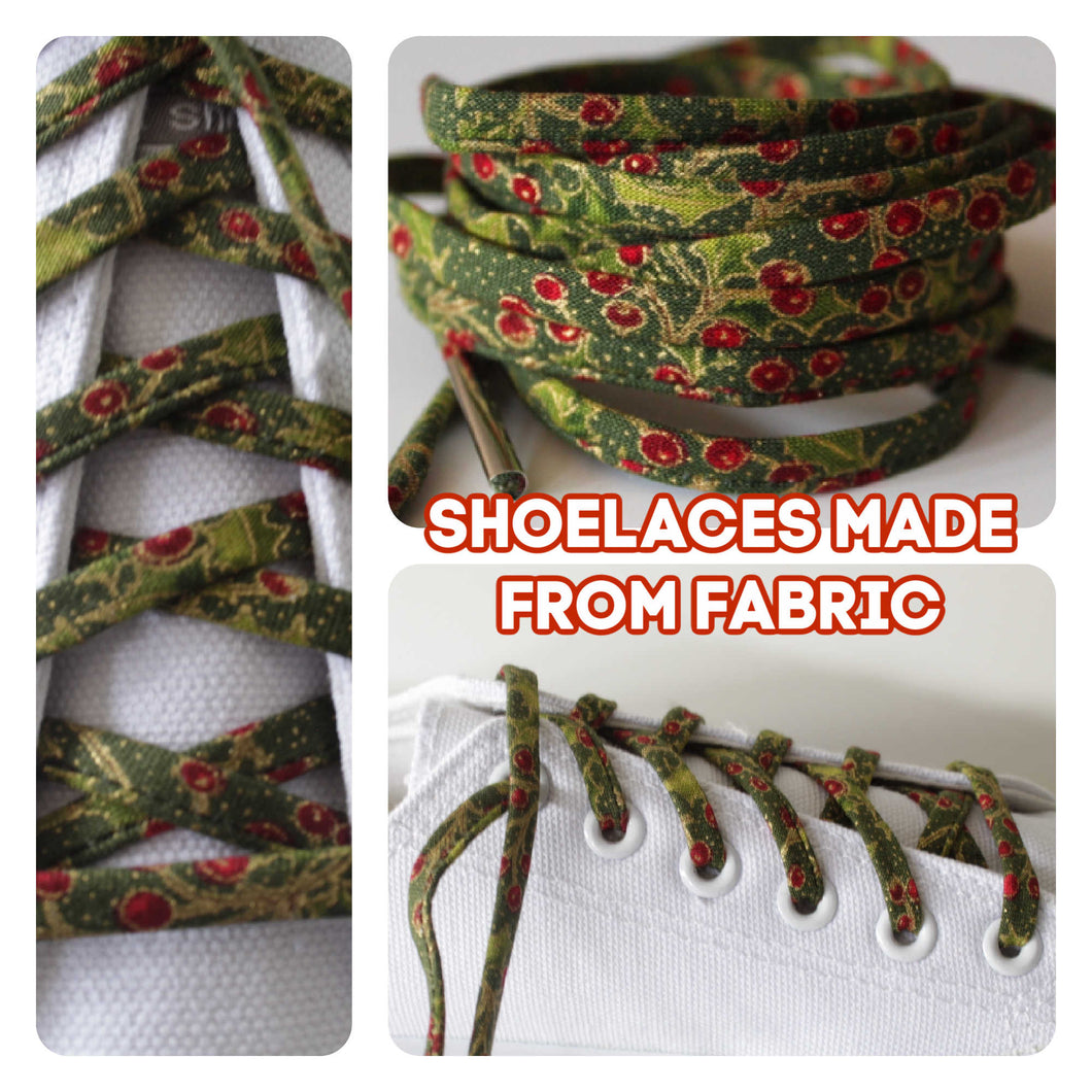 holiday Christmas shoelaces holly shoe strings