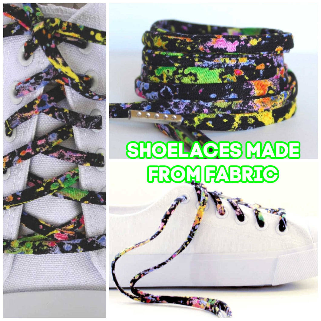 paint splatter bright colors shoelaces