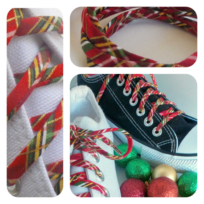Red Plaid Shoe Laces for Christmas Stocking Stuffers