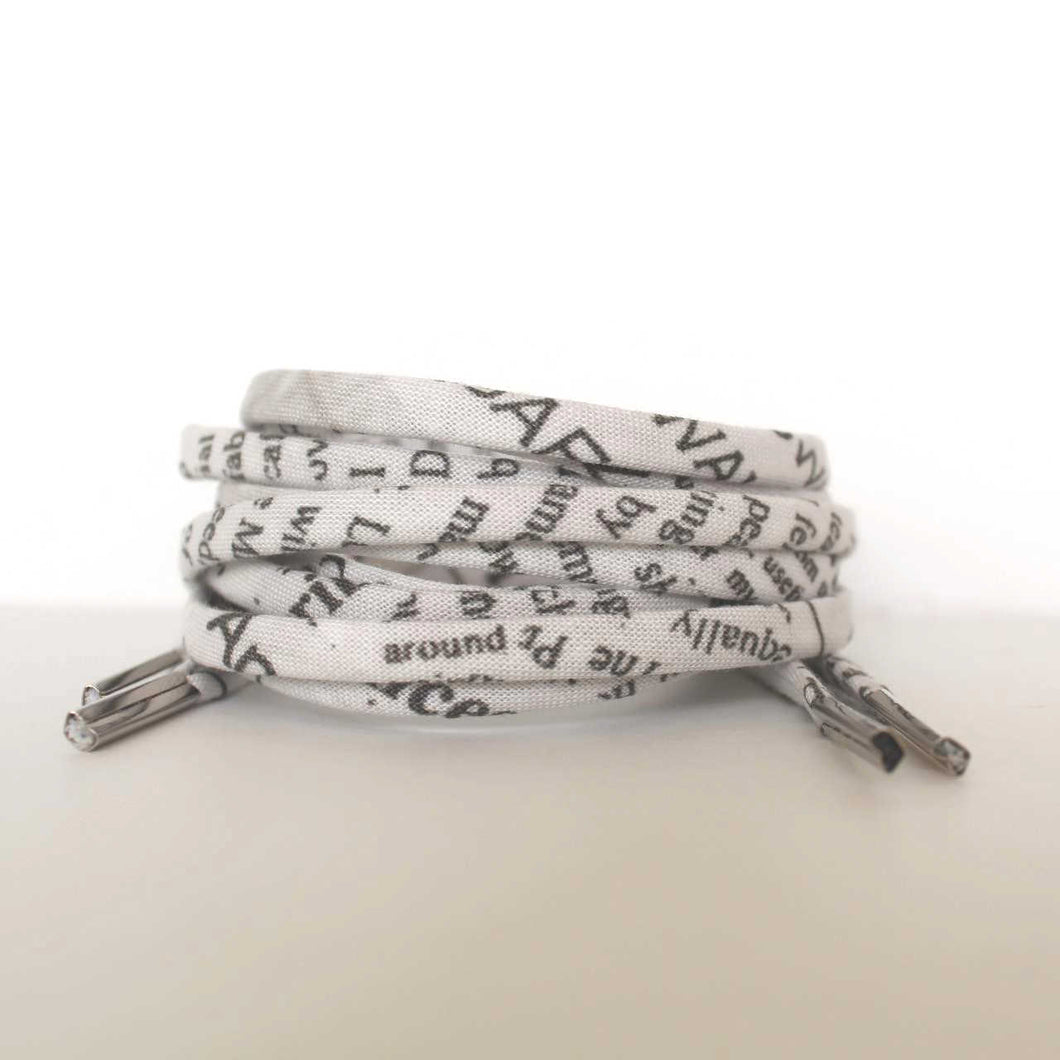 Shoelaces Covered in Newspaper Print - Perfect Gift for a Writer, Book Worm and Blogger