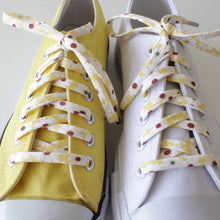 Shoelaces - White Flowers on Yellow Background Floral love!