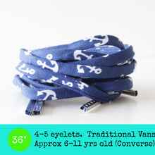 Anchor Shoelaces with Metal Tips - Navy Blue