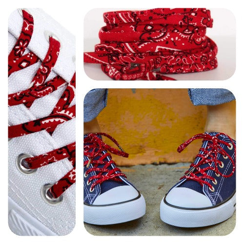 Red Bandana Shoe laces Shoestrings Cute