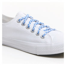 Blue Checker Shoelaces with Metal Tips - Fun Shoestrings