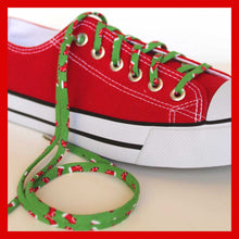 Holiday Shoelaces. Tiny Christmas Stocking Shoestrings. Festive Fashion