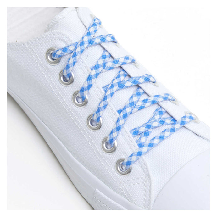 blue checker shoelaces funky