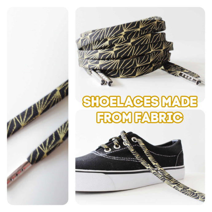 Black & Gold Shoelaces - Graduation Shoe Laces - Shoestrings