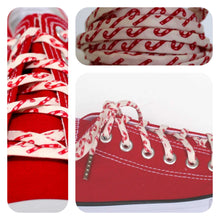 Holiday Shoelaces. Tiny Christmas Candy Cane Shoestrings. Festive Fashion
