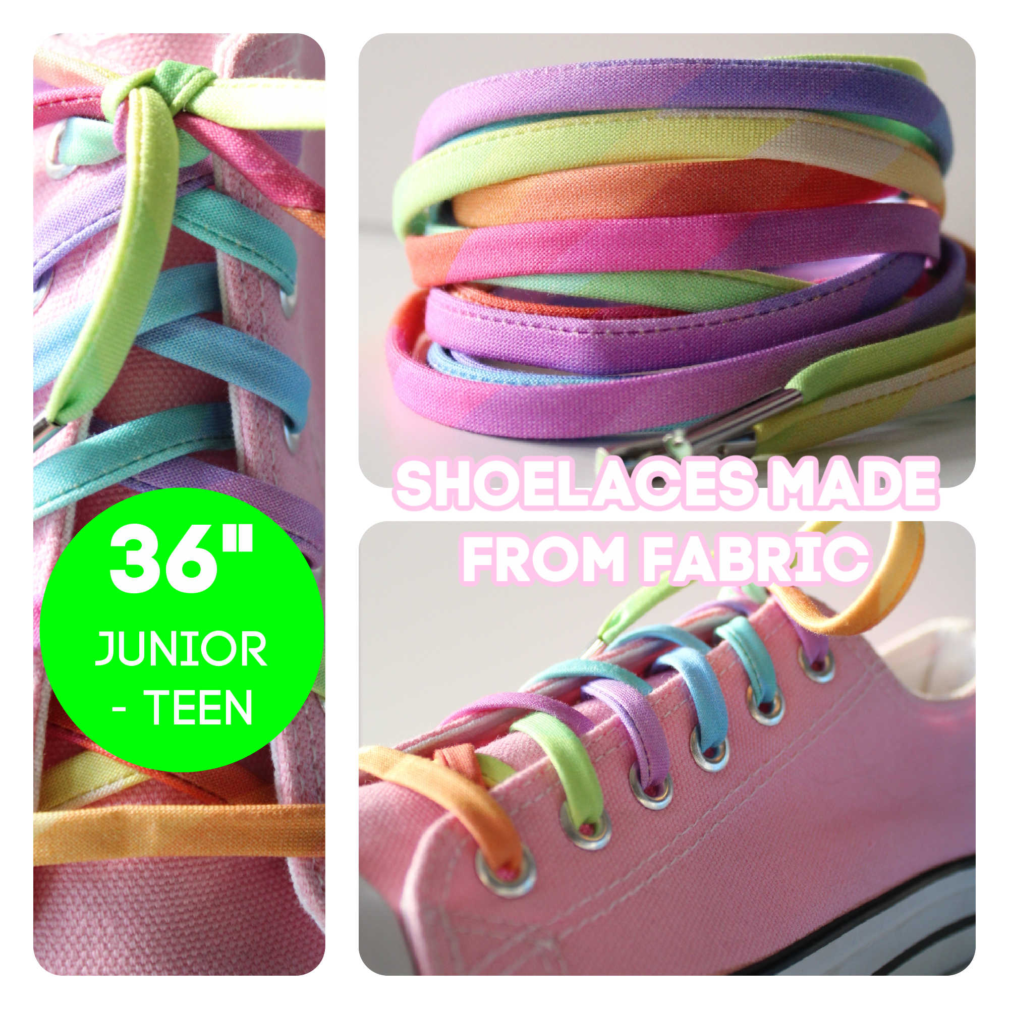 Cutelaces Shoelaces Rainbow Ombre Junior 36