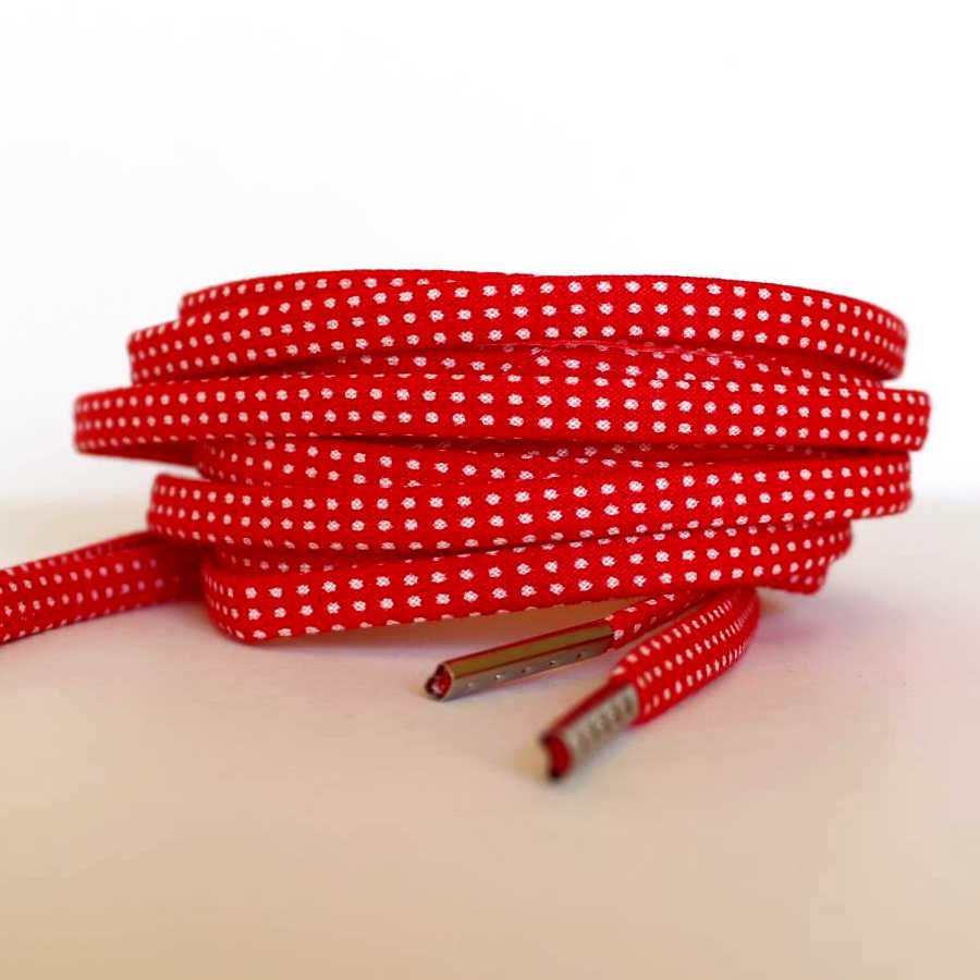 Red Shoelaces - Tiny White Polka Dots - Holiday Laces