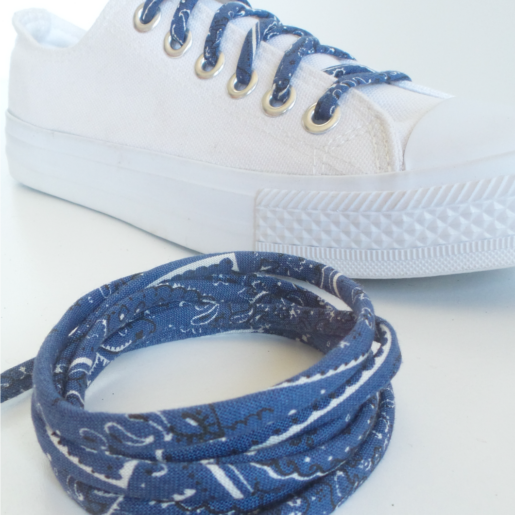 Blue Bandana Shoe laces Metal Tipped Shoelaces Cute Laces