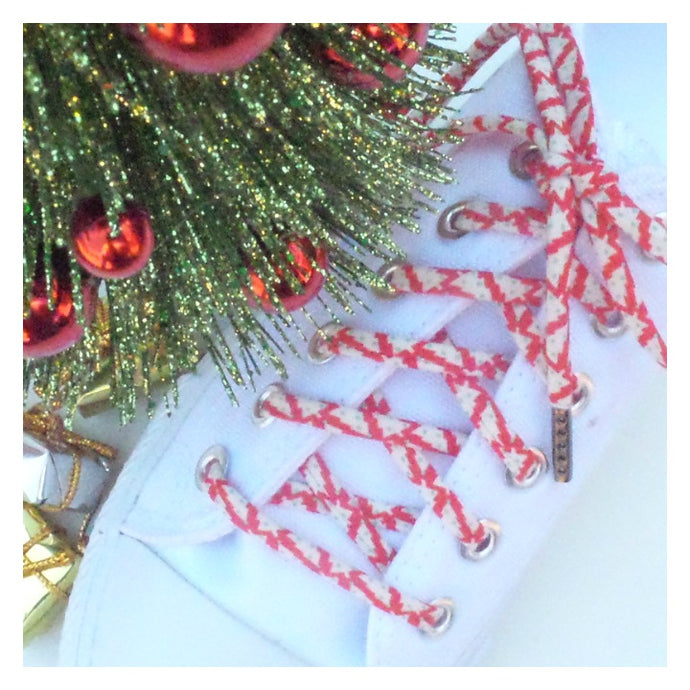 Holiday Shoelaces. Tiny Christmas Tree Shoestrings. Festive Fashion